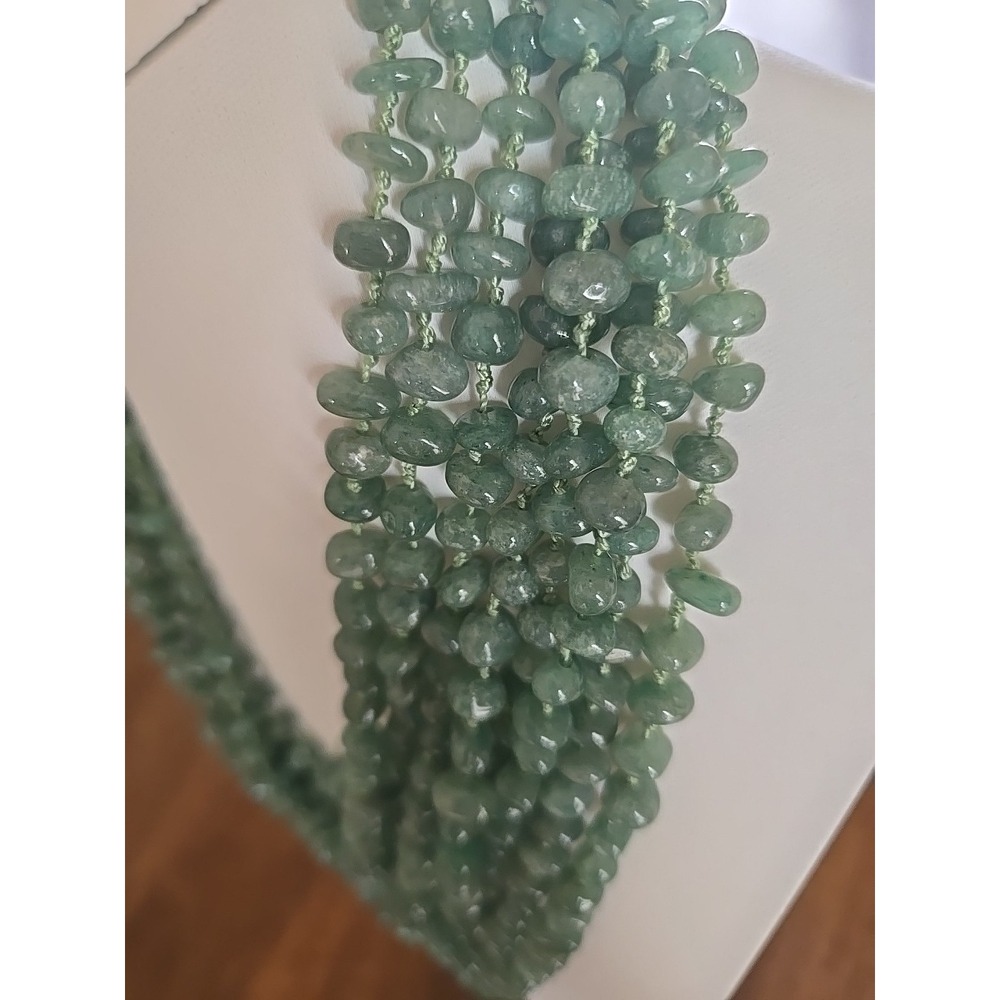 Vintage Jadeite 8 Strand Necklace Hand Knotted Silk String Toggle Clasp Rare - Picture 6 of 13